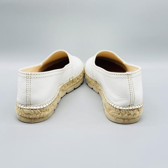 Toni Pons Shoes Womens 6 White Leather Slip On Espadrille Jute Platform Flats - Picture 6 of 11